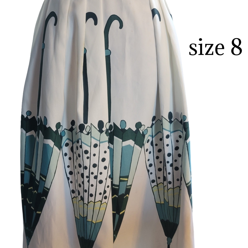 eva mendes for New York & Company Women's Umbrella Print Skirt - Blue and Cream - Picture 8 of 13
